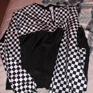 checker windbreaker pullover